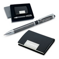 2 Piece Gift Set - Leather Card Case/ 2-in-1 Stylus Ball Point Pen